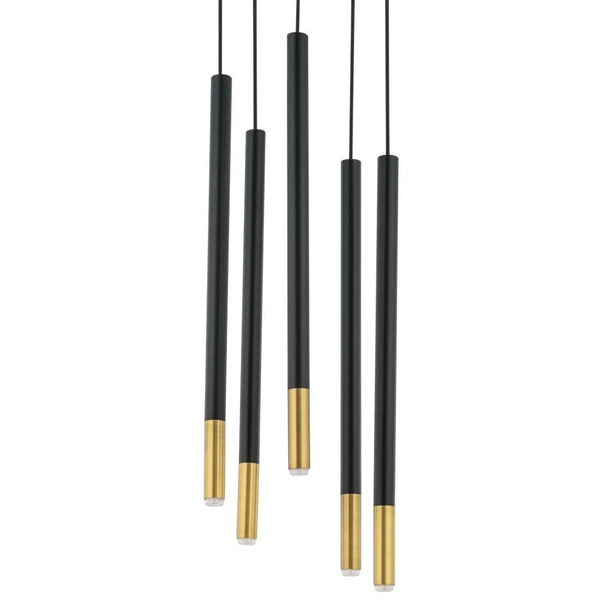 Wisząca LAMPA modernistyczna SOPEL DUE 33237 Sigma metalowa OPRAWA kaskada ZWIS tuby sople czarne złote