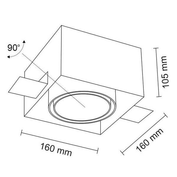 Oczko LAMPA sufitowa KOMORO 7322 Shilo regulowana OPRAWA podtynkowa WPUST kwadratowy do zabudowy biały