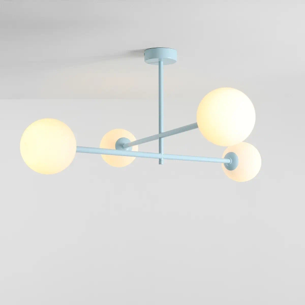 Okrągła sufitowa lampa Pinne 1080PL_L29 kule szklane białe niebieskie
