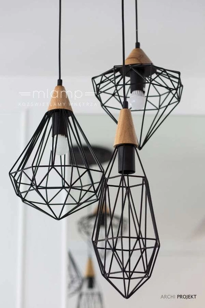 LAMPA wisząca MAELLE MDM-2591/3 BK Italux metalowa OPRAWA druciana hygge ZWIS kaskada geometryczna czarna
