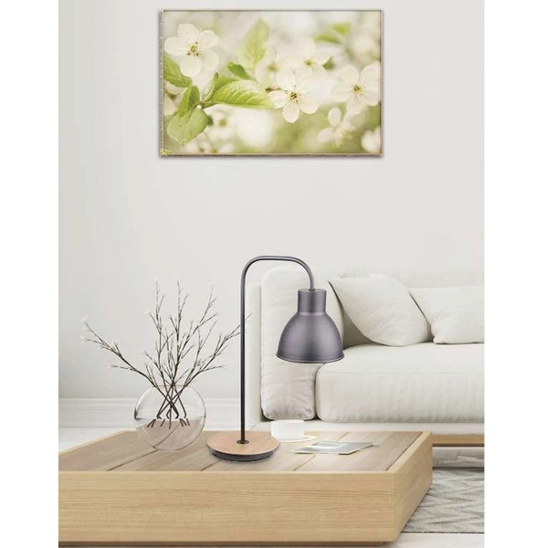 Skandynawska lampa stołowa VARIO 41-73488 metalowa loftowa czarna drewna