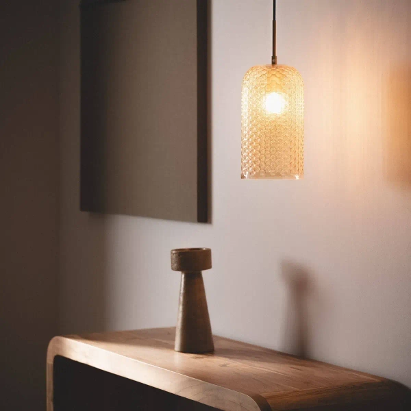 Wisząca szklana lampa Slendore ABR-LWS-A-SLN do sypialni bursztynowa