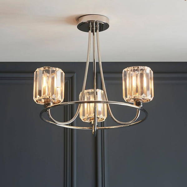 Potrójna lampa sufitowa do salonu Berenice 104107 srebrny przezroczysty