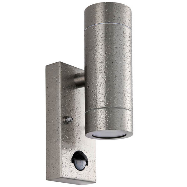 Naścienna lampa na taras Palin PIR 101352 z czujnikiem ruchu IP65 srebrna