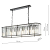 Owalna wisząca lampa Kiran KIR3422 nad stół kryształowy czarny