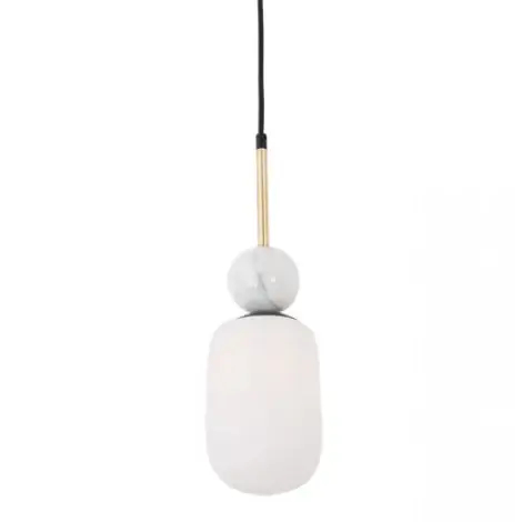 Szklana wisząca lampa 22215 marmurowa do salonu nad stół biała