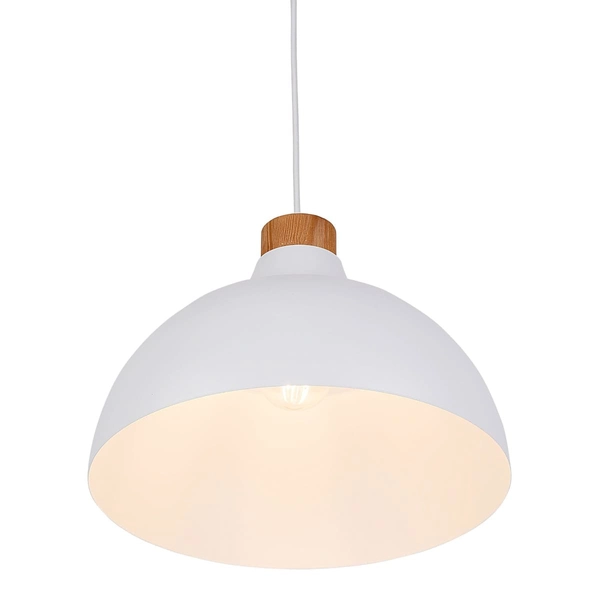 Skandynawska kopułowa lampa wisząca Cap 2070 TK Lighting drewniana biała