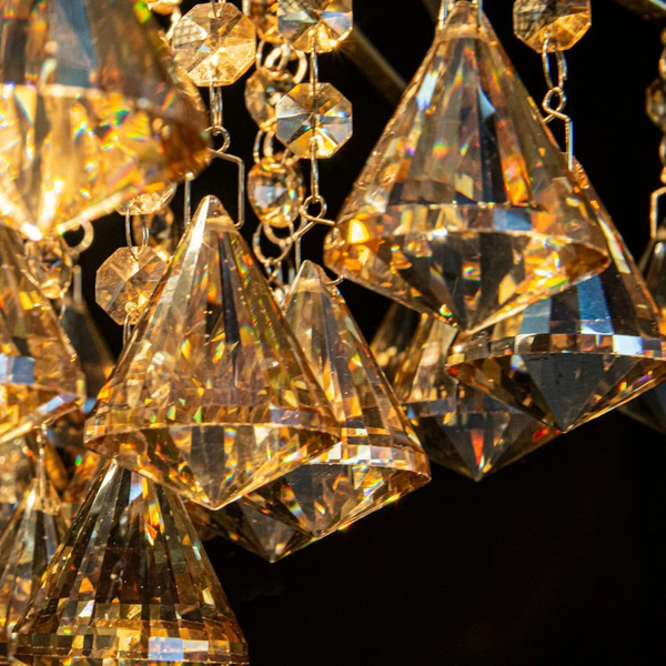 Pałacowa LAMPA wisząca Barcelona 6248/4 21QG Elem metalowa OPRAWA crystal ZWIS glamour mosiądz bursztynowy