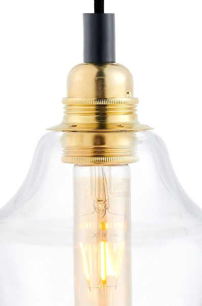 Wisząca LAMPA loftowa LONGIS 10872105 Kaspa skandynawska OPRAWA szklany zwis złoty przezroczysty czarny