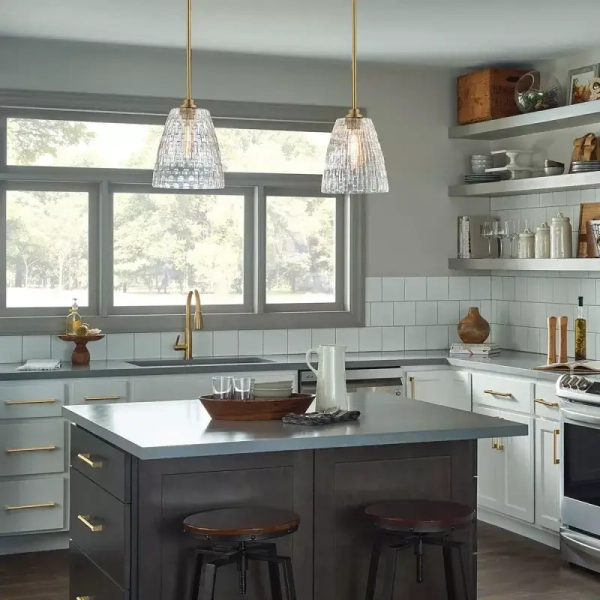 Wisząca lampa fasetowana Windsor mosiadz 1xE27 do jadalni nad stół ELS-WINDSOR-P-PNBR