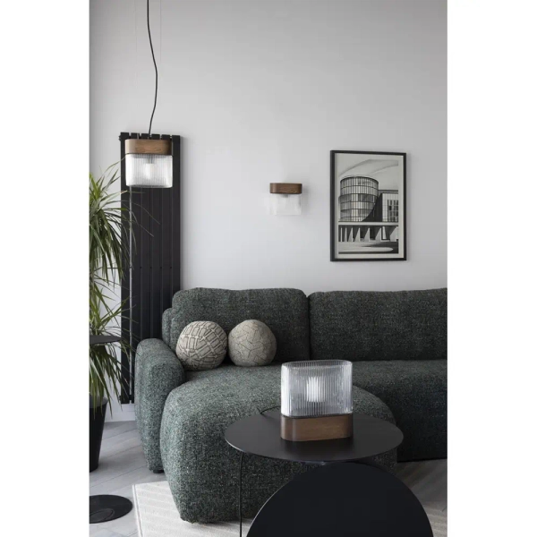 Owalna lampa stołowa Flumina FLS132P1 drewniana czarna