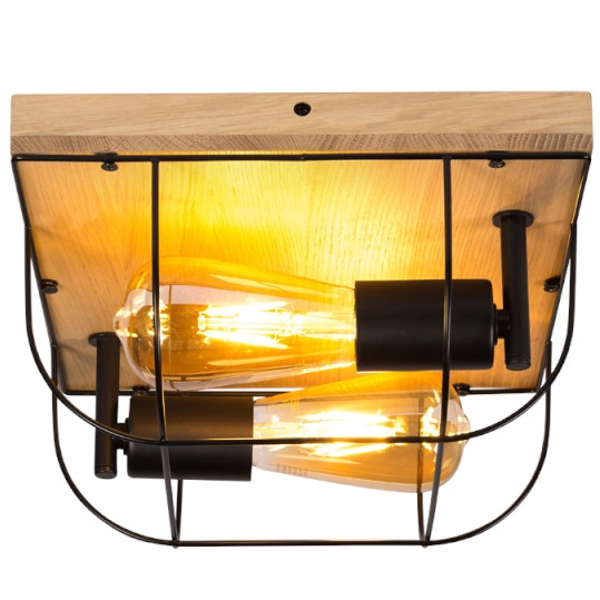 Lampa sufitowa NETUNO 92042274 drewniana druciana plafoniera drewno czarna