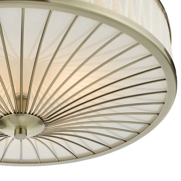 Antyczna lampa sufitowa Oslo OSL5075 okrągła kość słoniowa mosiądz