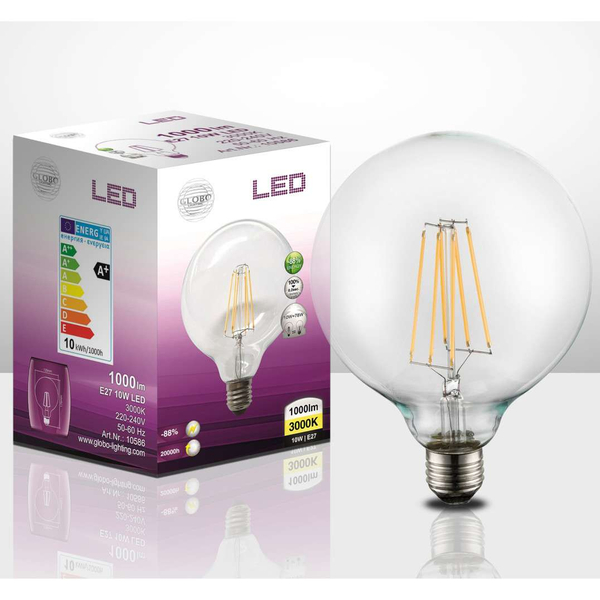 Żarówka dekoracyjna 10586  Globo LED G125 E27 bulb 10W 1000lm 230V 3000K biała ciepła