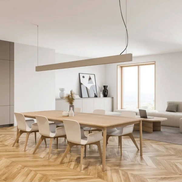 Podłużna wisząca lampa 22208 LED 54W 3000K belka brązowa złota