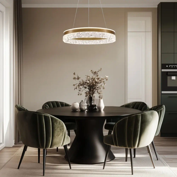 Nowoczesna lampa wisząca Frozi 31-35554 LED 32W 3000K pierścień złoty