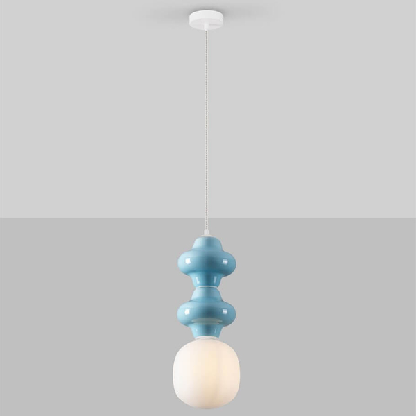 Jadalniana lampa wisząca VILROSA LE44560 ceramika niebieska biała