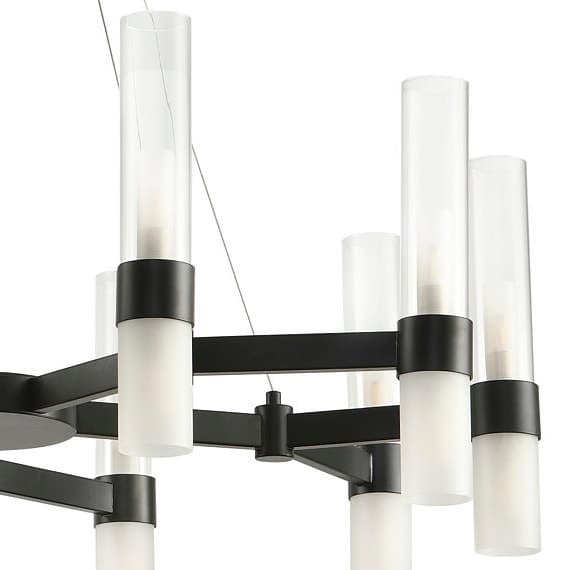 Nowoczesny żyrandol do salonu Candela DN1505-10 black Step szklane czarne