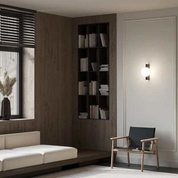 Kulista lampa ścienna Avant-garde MOD324WL-01B do salonu biała czarna