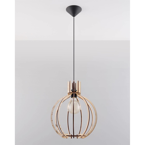Drewniana lampa wisząca SL.0391 klatka do jadalni nad stół