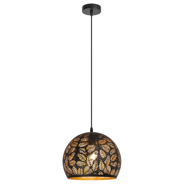 LAMPA wisząca MANORCA 2276 Rabalux orientalna OPRAWA zwis kula ball liście czarny złoty