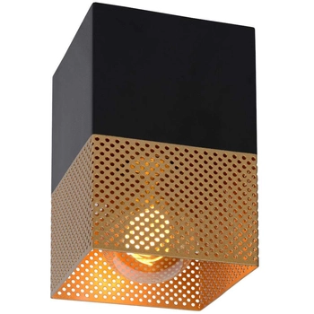 Industrialna LAMPA sufitowa RENATE  21123/01/02 Lucide loftowa OPRAWA siatka metalowa kostka czarna złota