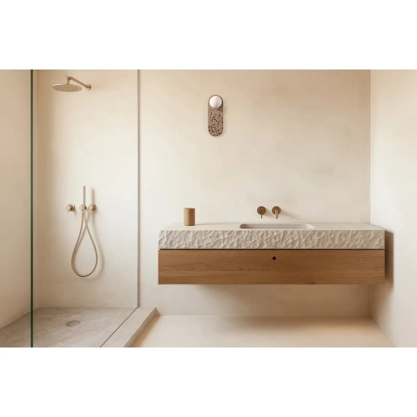 Ścienny kinkiet lastrykowy LEGRA 21404107 kula IP44 biała drewniana kremowa