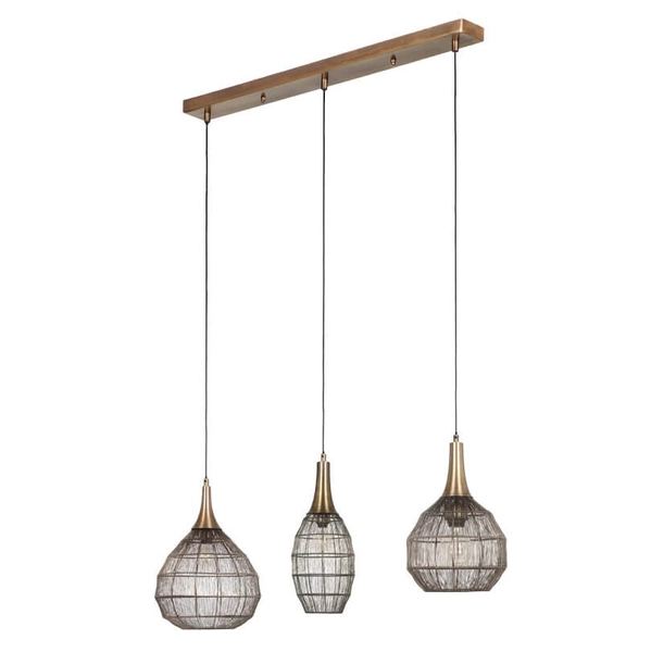 Lampa wisząca na listwie SORAYA 365400304 Trio druciana koszyk czarny złoty