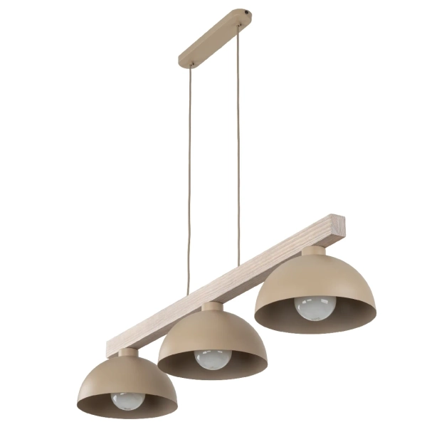 Wisząca lampa nad stół Oslo Sabia 11012 na belce drewnianej beżowy