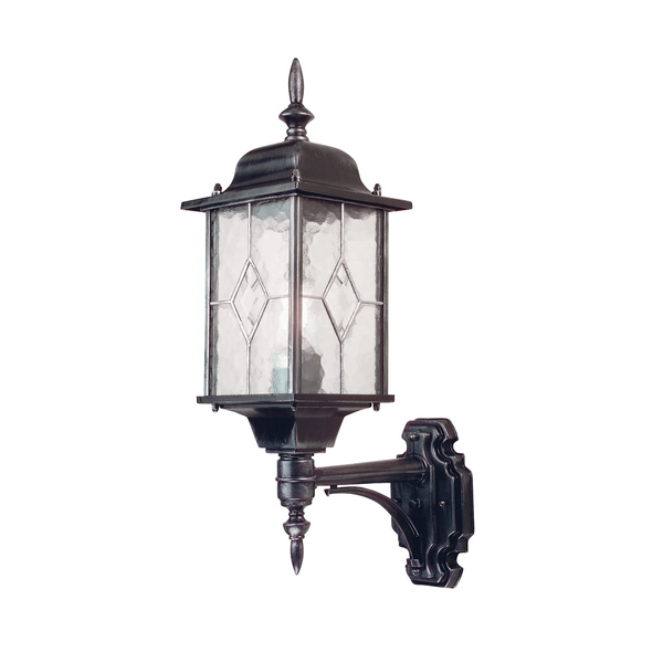 Kinkiet zewnętrzny Wexford WX1 Elstead witraż lampion metal czarny srebrny