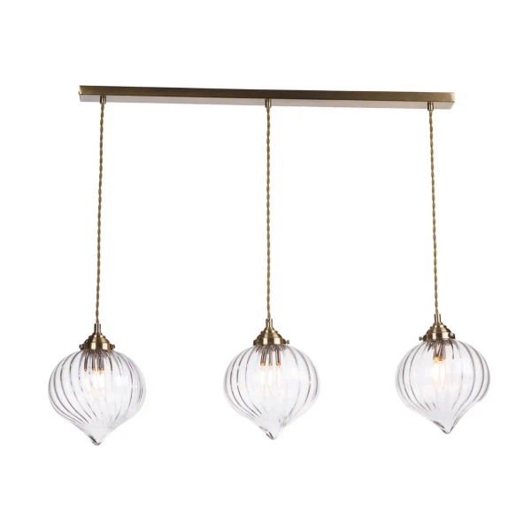 Potrójna wisząca lampa Mya MYA0375 do jadalni szklana mosiądz