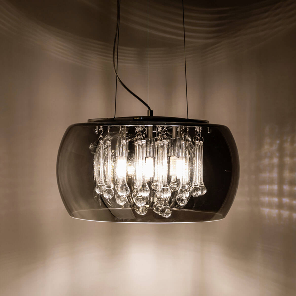 Wisząca lampa CRYSTAL P0076-06X-F4FZ szklana glamour z kryształkami chrom