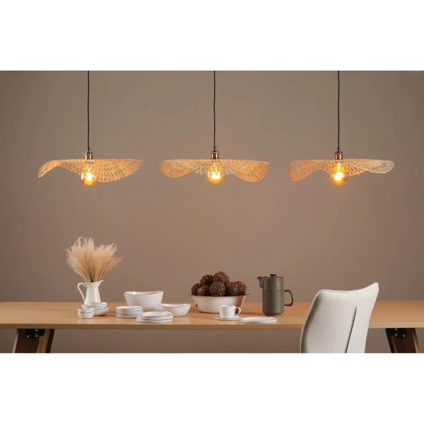 Rattanowa lampa wisząca Deja DEJ6529 kapelusz brązowy czarny