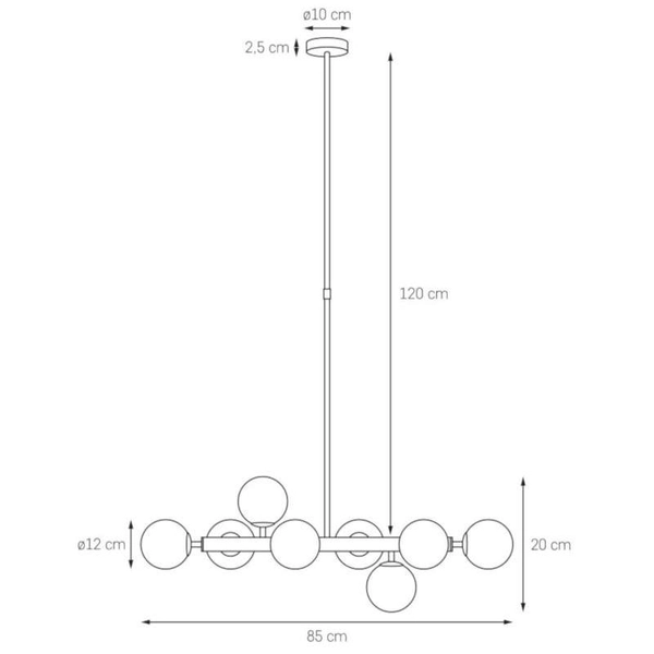 Modernistyczna LAMPA wisząca CUMULUS 10753803 Kaspa metalowa OPRAWA szklane kule balls ZWIS molekuły chrom biała