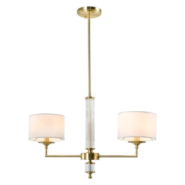 Podwójna lampa sufitowa SUTTON P02838BR-WH abażurowa mosiądz biały