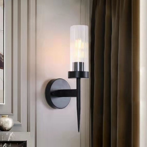 Czarny kinkiet nowoczesny CGTORK szklana lampa ścienna do holu