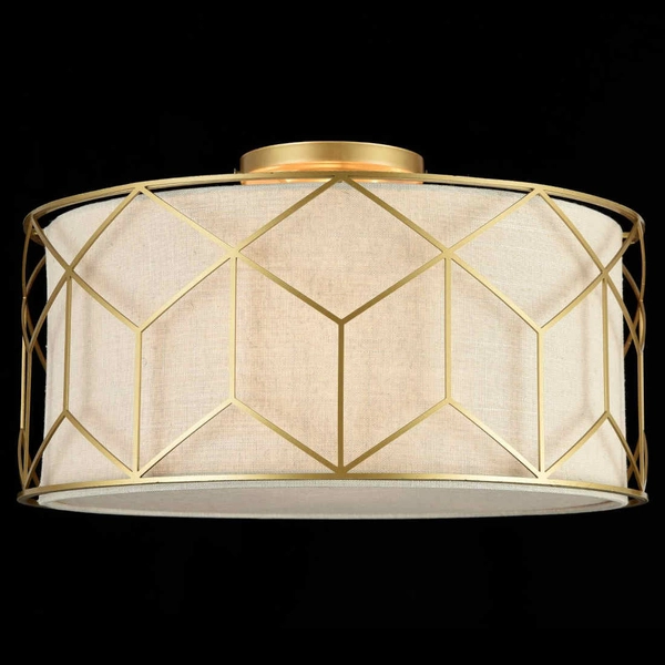 Plafon LAMPA sufitowa MESSINA H223-PL-03-G Maytoni abażurowa OPRAWA plafoniera okrągła złota beżowa