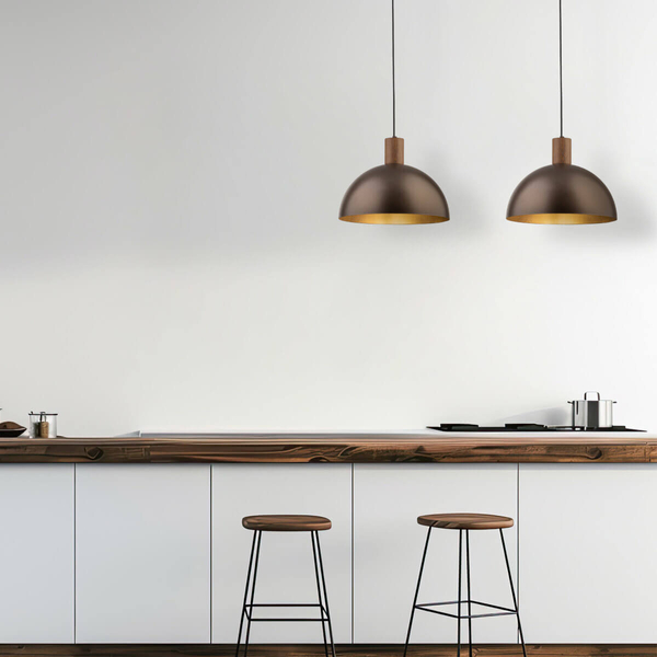 Lampa zwisowa nad stół Oslo 4508 do kuchni drewniana brązowa
