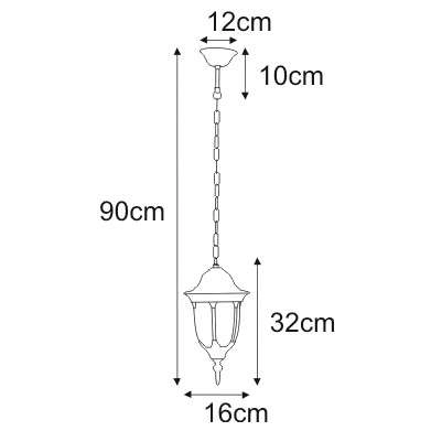 Wisząca LAMPA zewnętrzna Vasco K-5007H/N cz/zł Kaja klasyczna OPRAWA metalowy ZWIS na łańcuchu ogrodowy IP44 czarny złoty