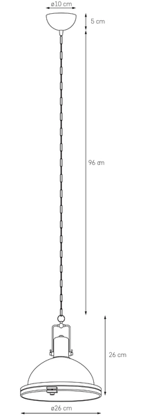Industrialna LAMPA wisząca NAUTILIUS M 10265101 Kaspa metalowa OPRAWA okrągły ZWIS na łańcuchu biały