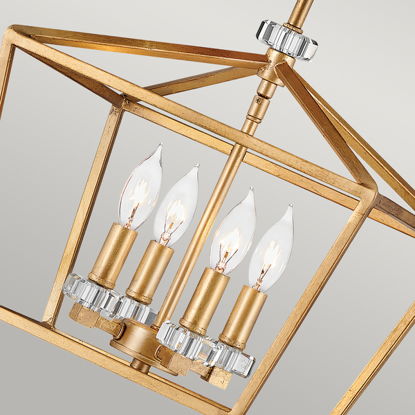 Lampa kryształowa wisząca QN-STINSON-4P-M-DBR mosiądz