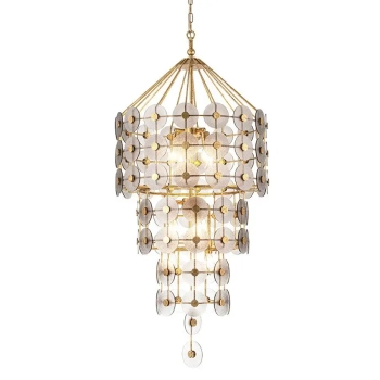 Żyrandol do jadalni na łańcuchu Meridian QN-MERIDIAN-9P-DG złoty
