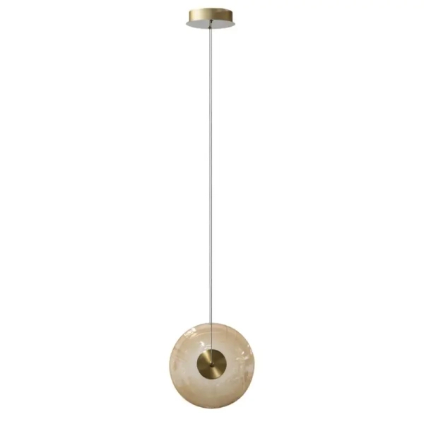 Nowoczesna lampa wisząca ANDORA bursztynowa mosiądz szklana LED 12W 3000K do salonu AZ6882
