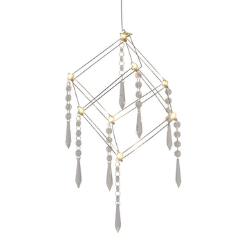 Glamour LAMPA wisząca ARANEUS 6117842 Nave metalowa OPRAWA kostka LED 10W 3000K zwis z kryształkami chrom