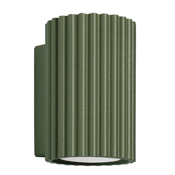 Ryflowany kinkiet ścienny KARBON SL.1656 góra-dół oliwkowy