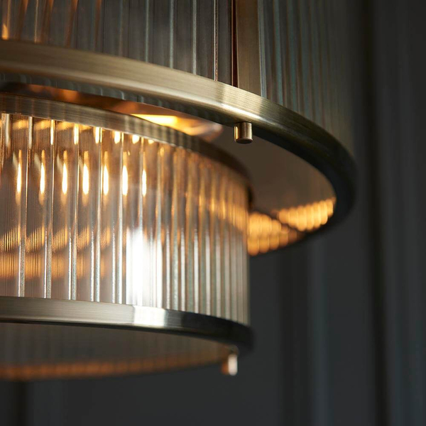 Łańcuchowa lampa wisząca Ridgeton 110944 szklana mosiądz