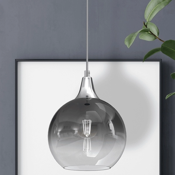 Wisząca lampa kulista Monte MLP8320 przydymiona srebrna