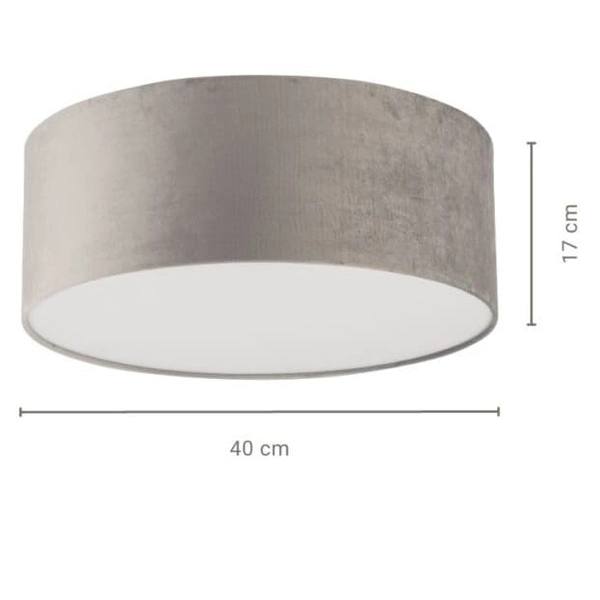 Plafon z welurowym kloszem Soft 40650 Sigma do salonu okrągły szary