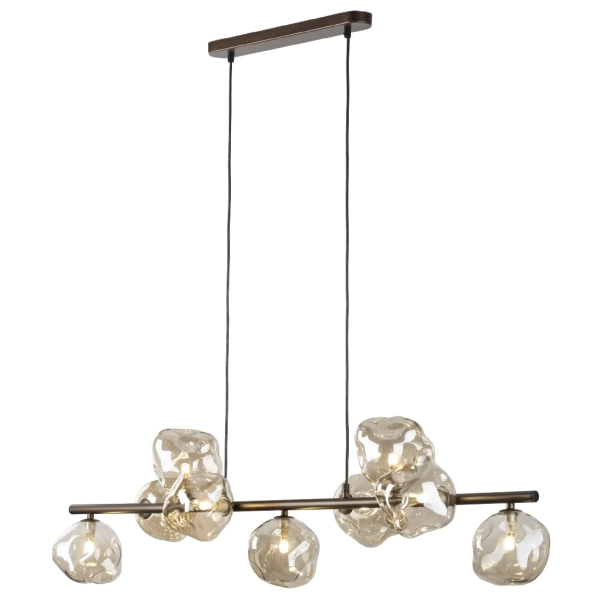 Szklany żyrandol do jadalni Lava Brown 11037 bursztynowy brązowy