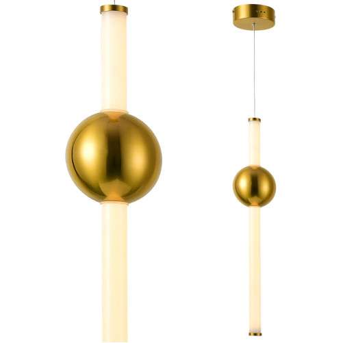 LAMPA wisząca HALLING PND-16357-CA-1 Italux szklana OPRAWA tuba zwis LED 13,3W 3000K metalowa kula miedziana biała